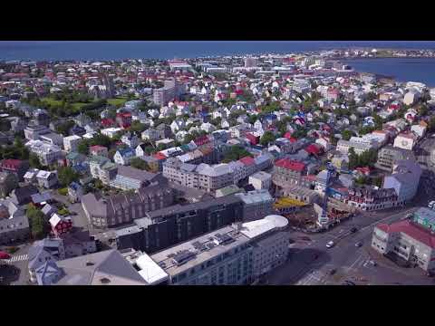 Flying around Downtown Reykjavik, Iceland [4K]