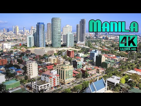 Manila City in 4K Ultra HD 60FPS View By Drone - Manila 🇵🇭 Philippines