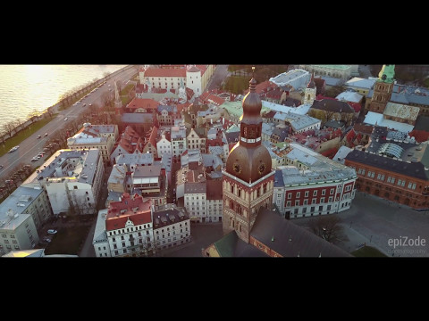 Evening Riga aerial 4K