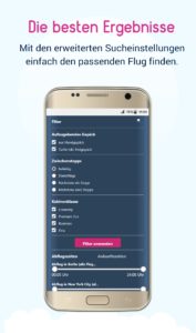 Die besten Ergebnisse der Flugsuche auf dem Android Phone