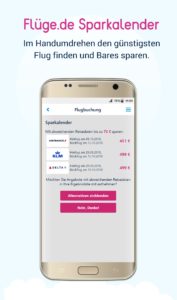 Flüge.de Sparkalender auf dem Android Smartphone