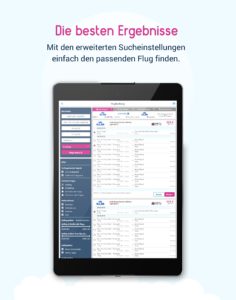 Die besten Ergebnisse der Flugsuche auf dem Tablet