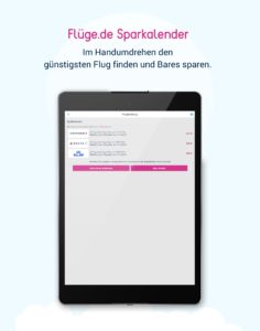 Flüge.de Sparkalender auf dem Tablet