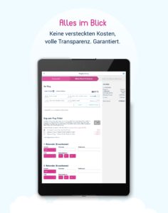 Übersicht von Flügen auf dem Tablet