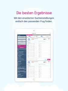 Die besten Ergebnisse der Flugsuche auf dem Ipad