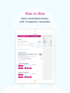 Flüge Übersicht auf dem Ipad