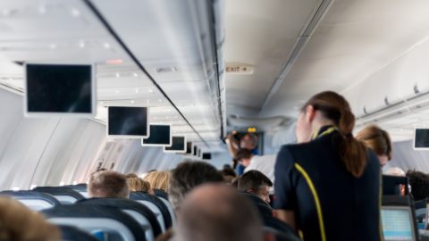 Stewardess im Flugzeug